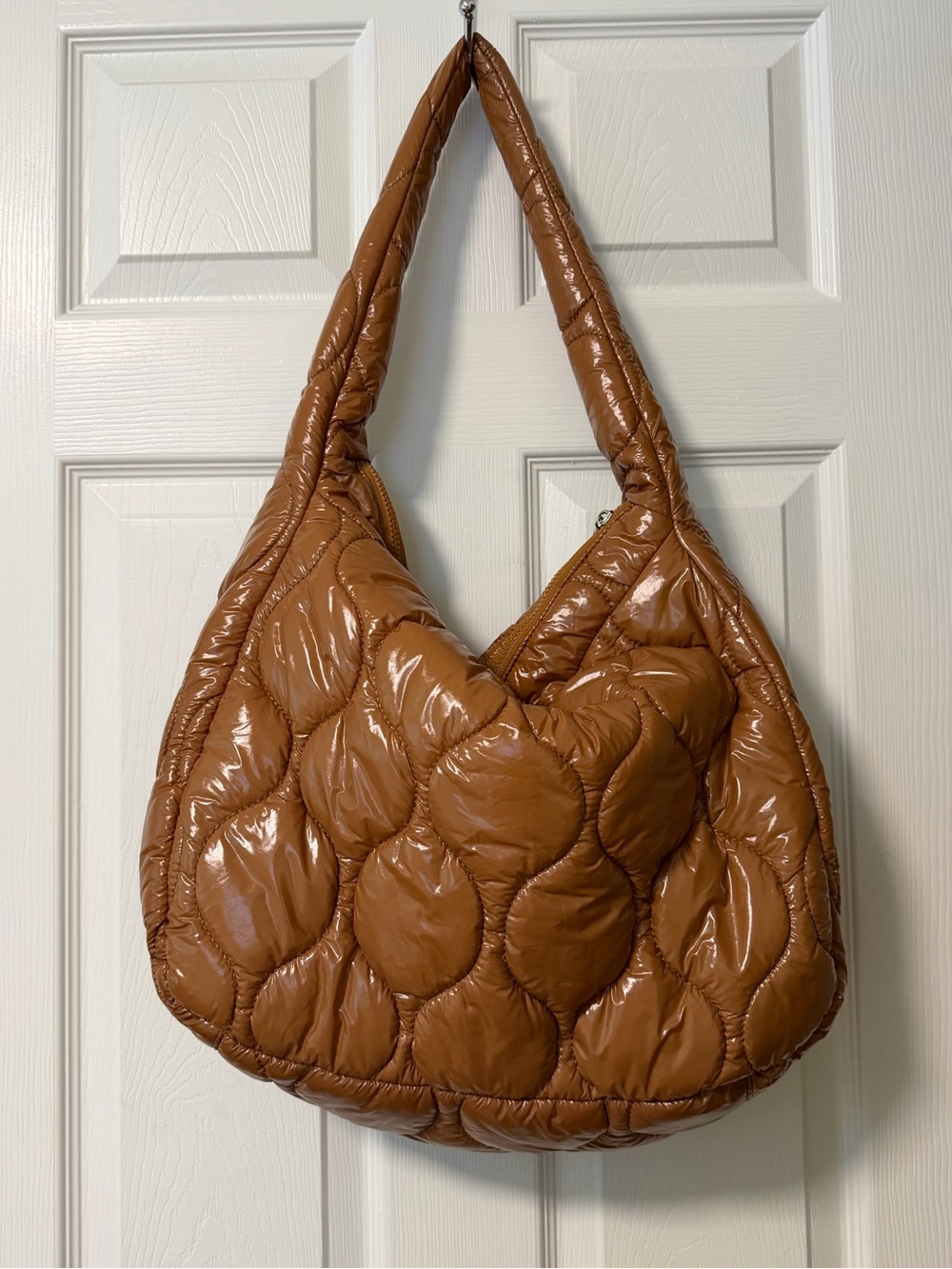 FP Free People Movement Large Puffy Bag cognac EUC - Picture 4 of 6